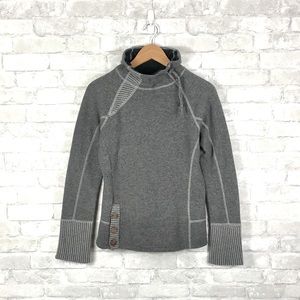 Prana Luica Pullover Mockneck Sweater Small Grey